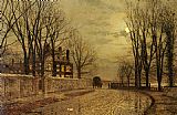 John Atkinson Grimshaw Famous Paintings - The Turn of the Road